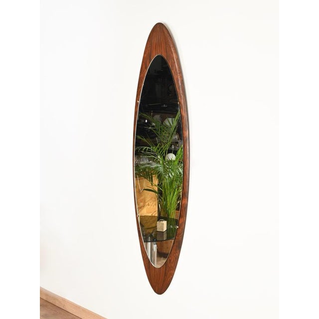 Vintage Italian Mirror in Rosewood and Brass by Osvaldo Borsani, 1950s For Sale - Image 6 of 12