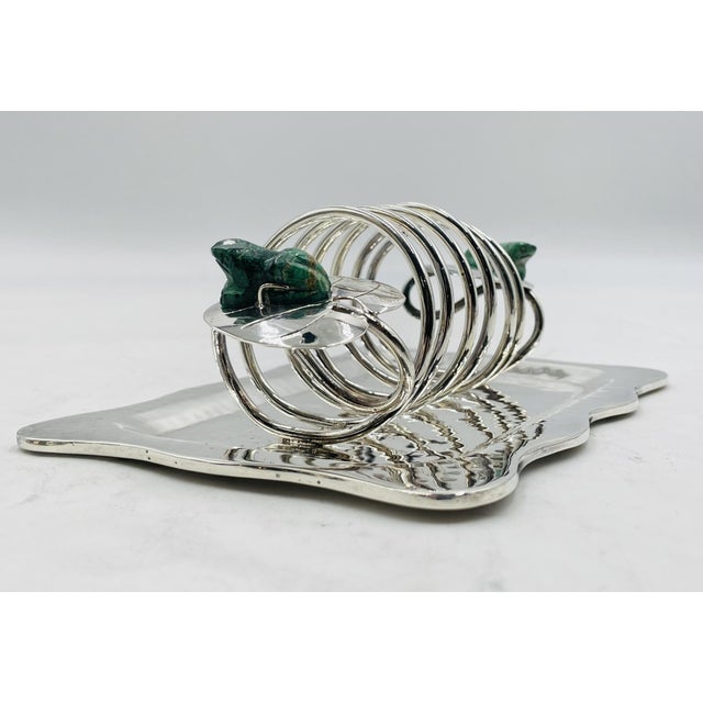 1980s Emilia Castillo Silver Plate & Malachite Frog Document Holder, Hand Signed For Sale In Los Angeles - Image 6 of 11