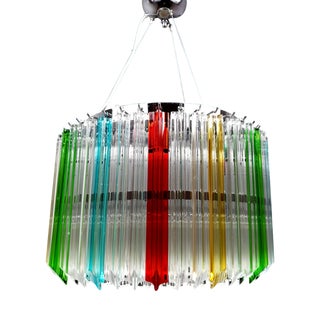 Vintage Art Deco Chandelier in Multicolored Handmade Murano Glass, Italy, 1971 For Sale