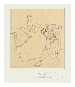 Couple - Original Pen Drawing by F. Lunel - Early 20th Century Early 20th Century