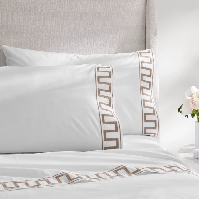 Erin Gates x Kassatex Greek Key Euro Sham, Set of 2 in White For Sale In Miami - Image 6 of 6