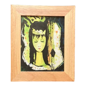 1970’s Vintage Abstract Expressionist Female Portrait Painting