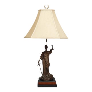 Figural Lady Justice Table Lamp For Sale