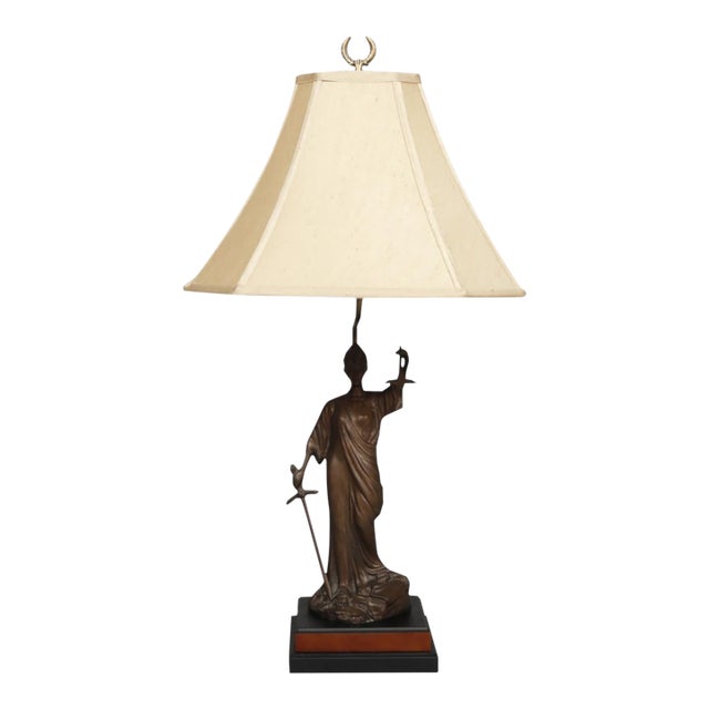 Figural Lady Justice Table Lamp For Sale