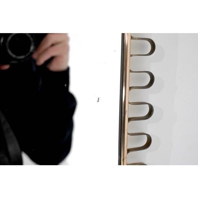 Gold Brass Wall Mirror, Italy, 1950s For Sale - Image 8 of 16