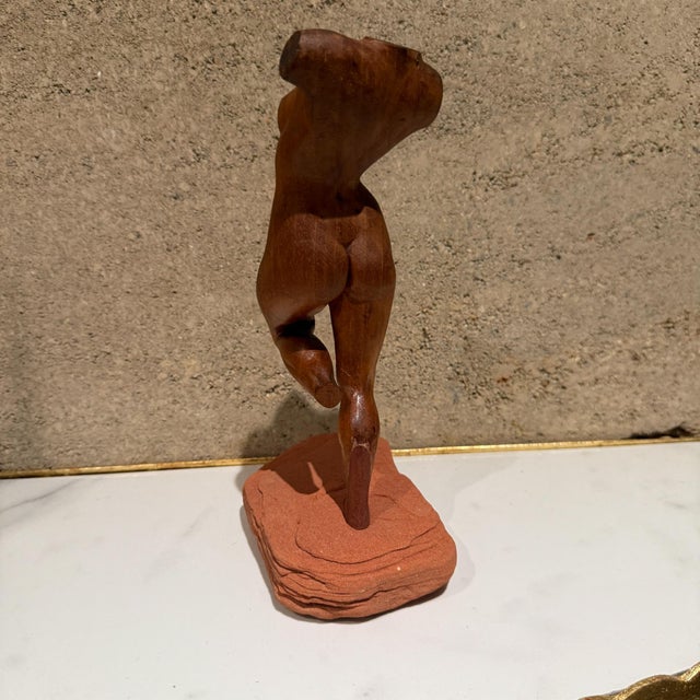 Mid-Century Modern Female Sculpture Hand Carved Mahogany Wood For Sale - Image 4 of 11