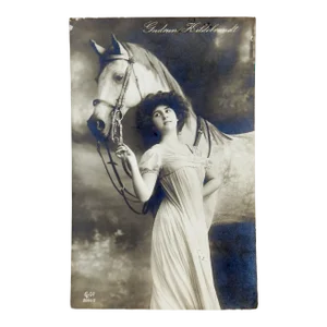 Antique Photograph Postcard Gudrun Hildebrandt & Horse