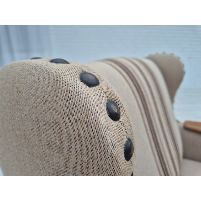 Danish Armchair in Furniture Wool Fabric & Oak Wood, 1970s For Sale - Image 16 of 18