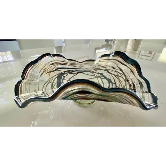 Mexican Vintage Hand Blown Glass Blown Glass Bowl For Sale - Image 3 of 9