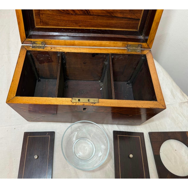 Antique 19th Century English Regency Inlaid Wood Sarcophagus-Form Tea Caddy Box For Sale - Image 16 of 17