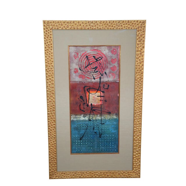 Chinoiserie 2 D. Jiang "Orphia Form" Chinoiserie Sculptural Mixed Media Calligraphy Framed For Sale - Image 3 of 12