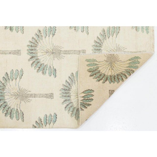 Art Deco Art Deco Inspired Modern Palm Tree Wool Rug in Neutral Cream 4x6 For Sale - Image 3 of 9