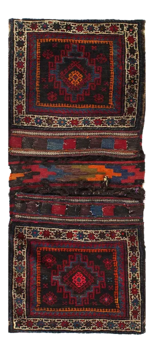 Vintage Persian Hand Knotted Shiraz Saddle Bag 2'1'' X 5'4''