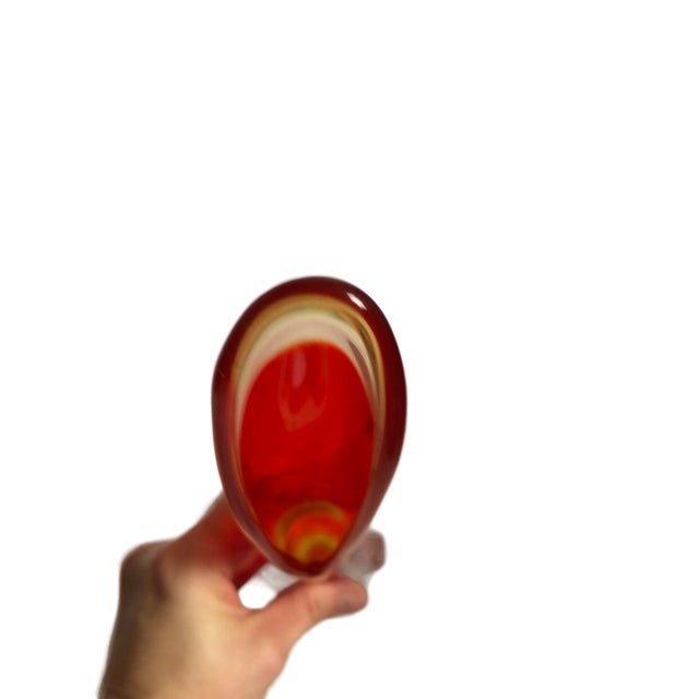 Red Late 20th Century Amberina Red & Yellow Art Glass Pedestal Vase For Sale - Image 8 of 11