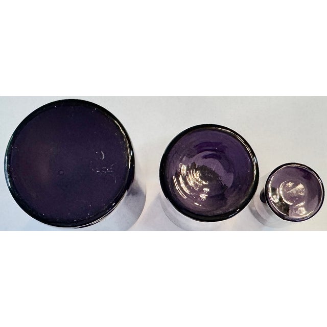 Glass Mid-Century Italian Amethyst Apothecary Bottles – Set of 3 For Sale - Image 7 of 10