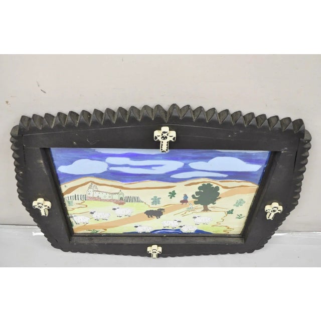 Bill & Geraldine Nelson “Old Southwest” Black Sheep Painting Carved Wood Frame For Sale - Image 10 of 10