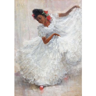 Antique Impressionist Painting of a Young Spanish Flamenco Dancer by JC Arter For Sale