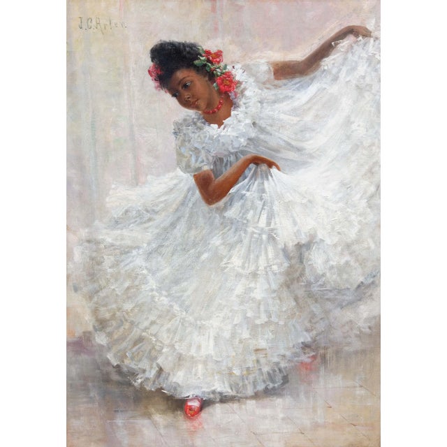 Antique Impressionist Painting of a Young Spanish Flamenco Dancer by JC Arter For Sale