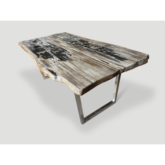 Andrianna Shamaris Live Edge Petrified Wood Dining Table For Sale - Image 11 of 18