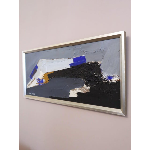 Mid 20th Century Mid-Century Modern 'Blue Echoes' Vintage Original Abstract Oil Painting by Swedish Artist Hans Osswald (1919-1983), Framed For Sale - Image 5 of 15