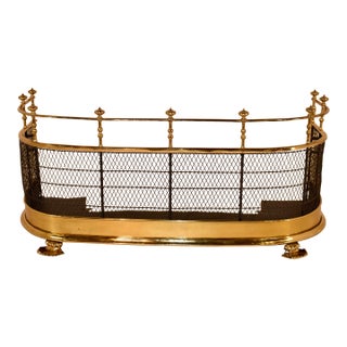 19th Century English Brass Fire Fender For Sale