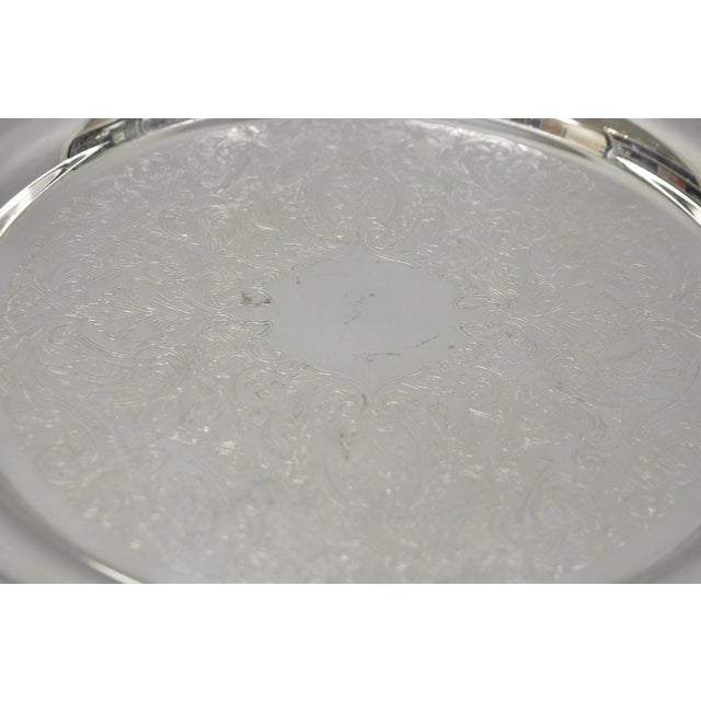 Vintage Oneida Victorian Style Round Silver Plated Serving Platter Bar Tray For Sale - Image 11 of 12