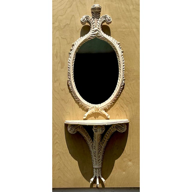 Alabaster Vintage Console Wall Table With Mirror For Sale - Image 8 of 12