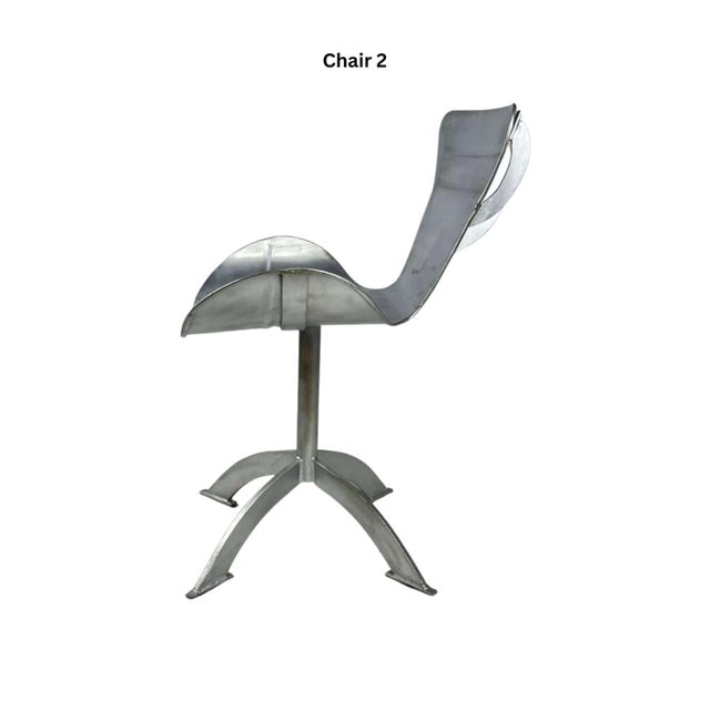 Silver 1960s Post Modern Metal Sculptural Chair (Set of 2) For Sale - Image 8 of 12