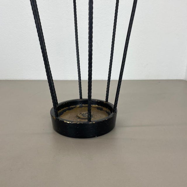 Mid-Century Bauhaus Style Brass and Metal Umbrella Stand, France, 1950s For Sale - Image 4 of 17