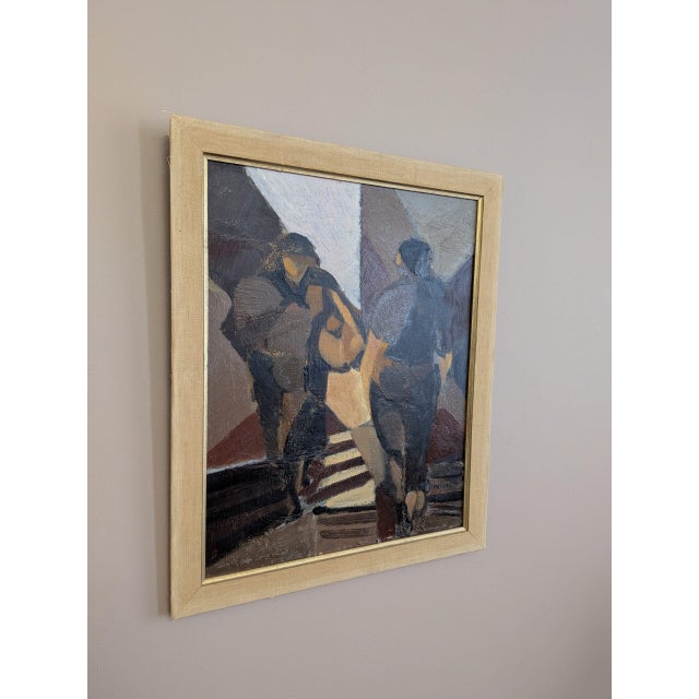 1958 Mid-Century Modern 'Crossing Paths' Vintage Abstract Figurative Oil Painting by Swedish Artist Ivar Morsing (1919-2009), Framed For Sale - Image 4 of 9