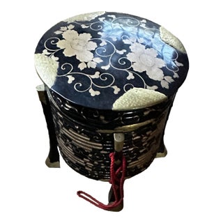Antique Japanese Edo Era Kaioke Round Lacquer Lidded Box For Sale