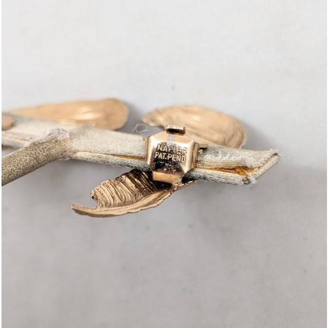 1950s Vintage Signed Napier Goldtone Feather Clip Earrings-2 Pieces For Sale - Image 5 of 8