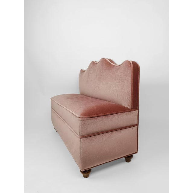 Mid-Century Upholstered Bench with Wavy Backrest in the style of Paolo Buffa, 1950s For Sale - Image 10 of 15