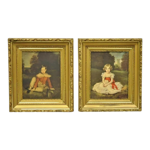 Vintage Gold Frame Hans Volkmann Art Print Little Princess Girl Lord Seaham Boy