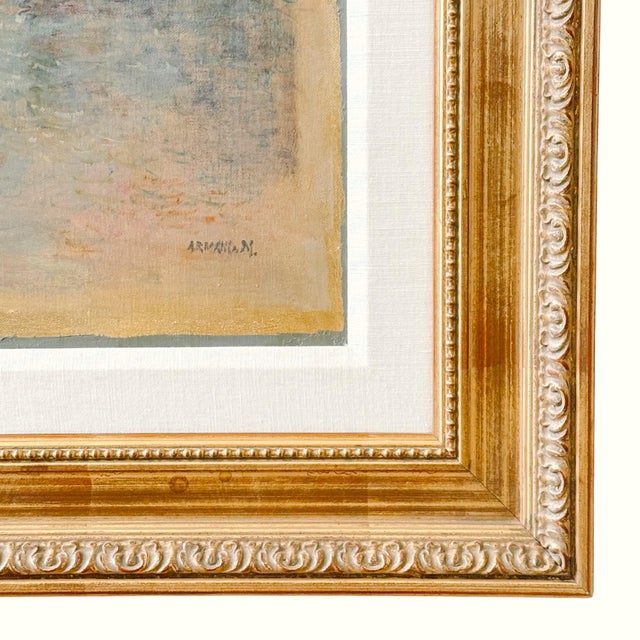 Gold 1970s Armand Merizon Large Original Oil Painting "Horizons" Venice Grand Canal Impressionist For Sale - Image 8 of 9