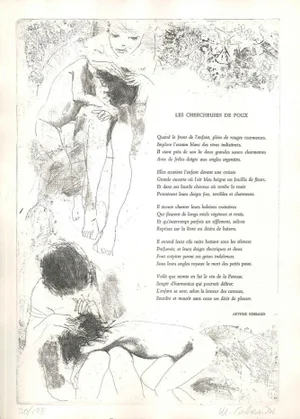 Les chercheuses de Poux - Original Etching by Mario Calandri - 1960s 1960s