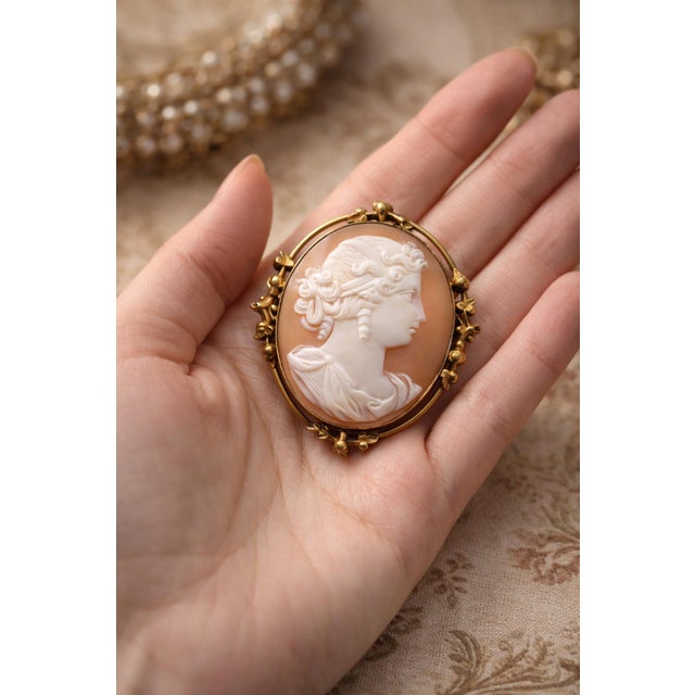 Mid 19th Century Antique Victorian Shell Cameo Brooch, Italy, Mid-19th Century For Sale - Image 5 of 6
