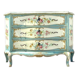 Vintage Regency Hand Painted Floral Chest of Drawers For Sale