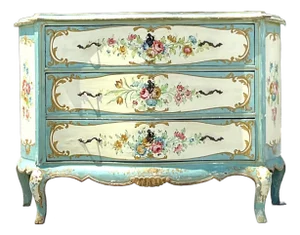 Vintage Regency Hand Painted Floral Chest of Drawers