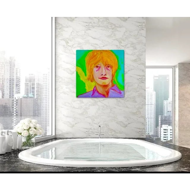 Brian, Pop Art Portrait, Part of my series of the 27 Club. Original oil on canvas. 24x24 Signed Haas. Unframed.