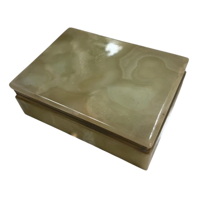 Vintage Onyx Stone Trinket or Jewelry Box For Sale