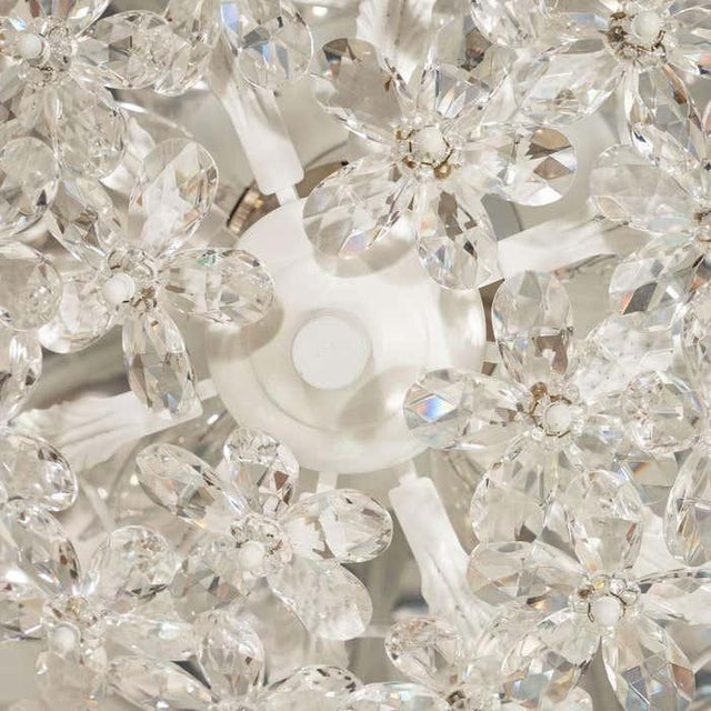White 1960s Crystal Flower Foliate Motif Flush Mount For Sale - Image 8 of 9