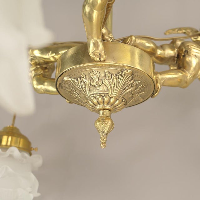 1910s Antique Chandelier with 3 Putti, France, 1910s For Sale - Image 5 of 11