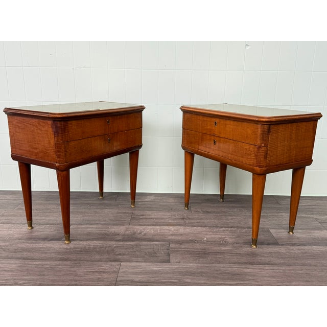Mid-Century Modern Vintage Italian Bedside Tables, 1950s, Set of 2 For Sale - Image 3 of 17