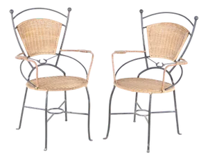 Set of Rattan and Iron Armchairs, 1970s