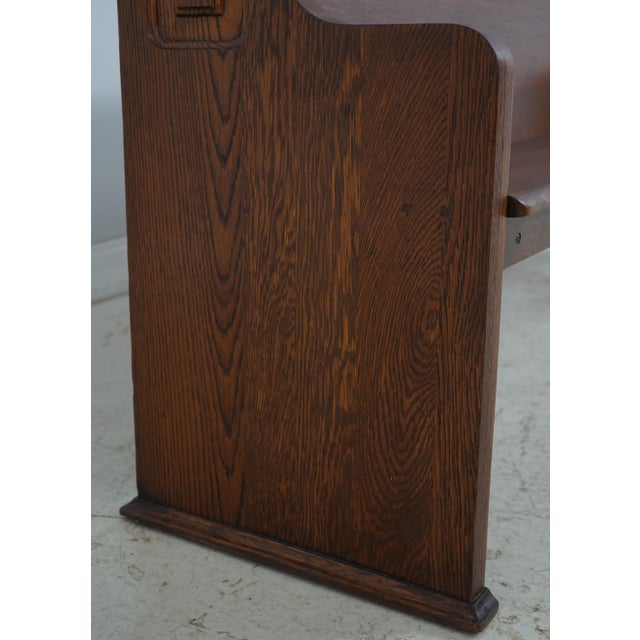 Antique Approx. 6 Ft Solid Oak Church Pew For Sale - Image 11 of 18