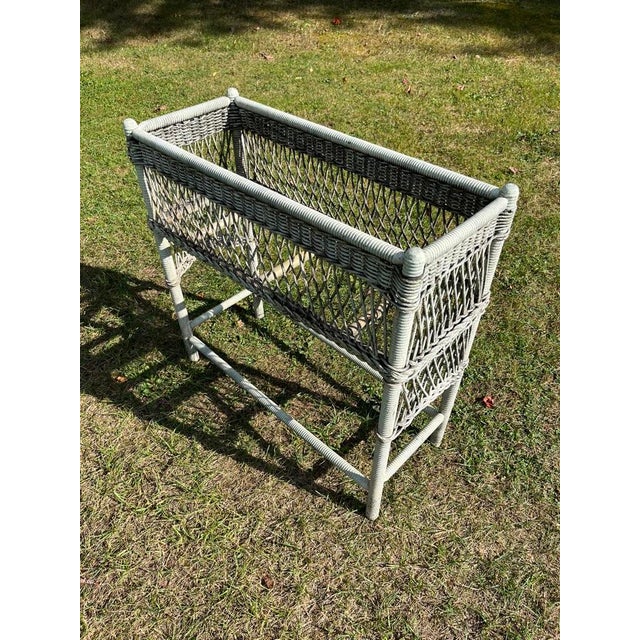 Wood Antique Wicker Plant Stand For Sale - Image 7 of 12