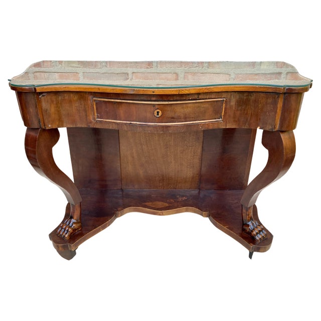 Antique Console Table in Wood with Drawer For Sale In Miami - Image 6 of 18