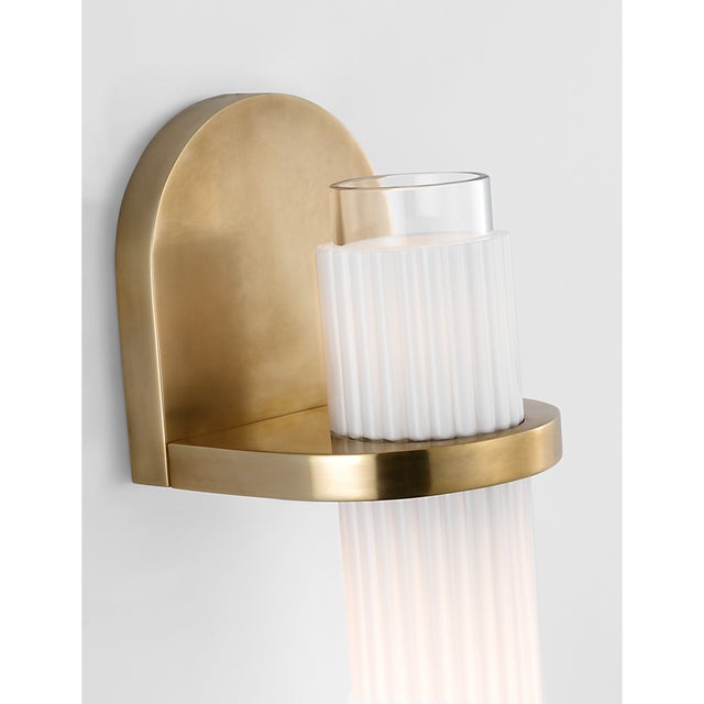 2020s Windsor Smith for Visual Comfort Signature Arena 20" Sconce in Hand-Rubbed Antique Brass with White Ribbed Glass For Sale - Image 5 of 9