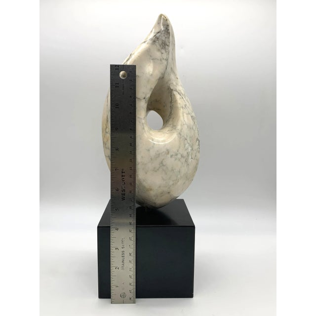 Light Pink Biomorphic Marble Sculpture on Black Granite Base For Sale - Image 8 of 8